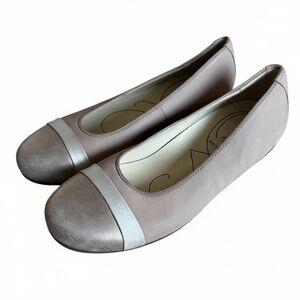 Waldläufer Leather Cap Toe Comfort Flats Office Travel Taupe Metallic US 7 Wide